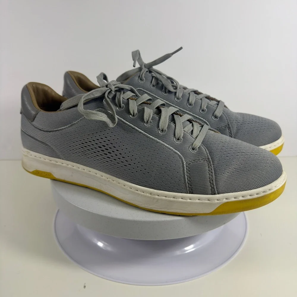 Johnston & Murphy Trufoam Mens Grey Knit Leather Trim Casual Sneakers Shoes 10.5